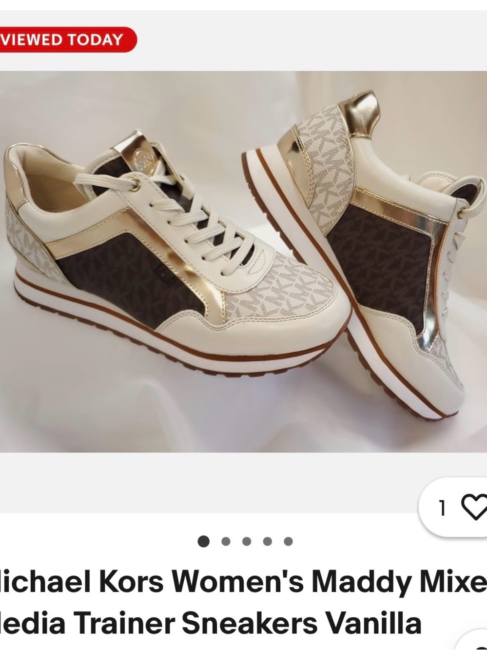 Michael Kors Mixed-Media Sneakers in Cream, Brown & Gold